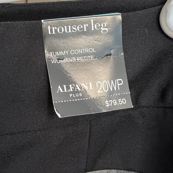 NWT PLUS PETITE Alfani Trouser Leg Black Faux Leather Trim Pants 20 SHORT NEW - Picture 8 of 12